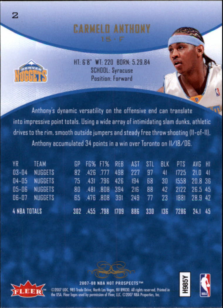 2007/2008 Fleer Hot Prospects Basketball "Main Set" Base Cards - Picture 3 of 112