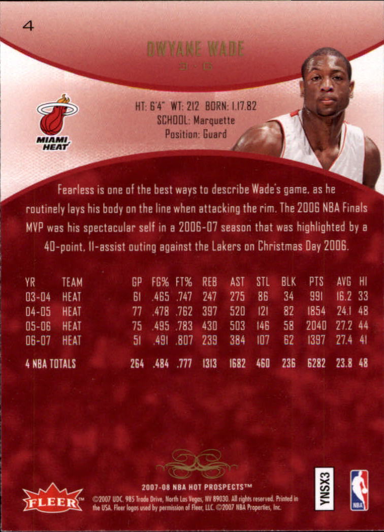 2007/2008 Fleer Hot Prospects Basketball "Main Set" Base Cards - Picture 7 of 112