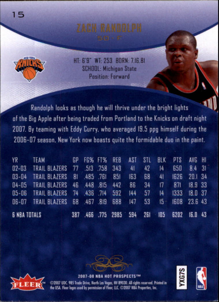 2007/2008 Fleer Hot Prospects Basketball "Main Set" Base Cards - Picture 23 of 112
