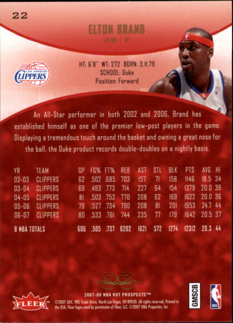 2007/2008 Fleer Hot Prospects Basketball "Main Set" Base Cards - Picture 37 of 112