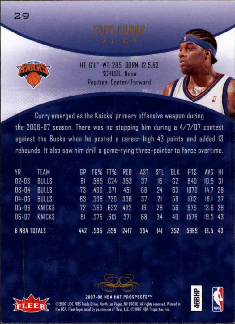 2007/2008 Fleer Hot Prospects Basketball "Main Set" Base Cards - Picture 49 of 112