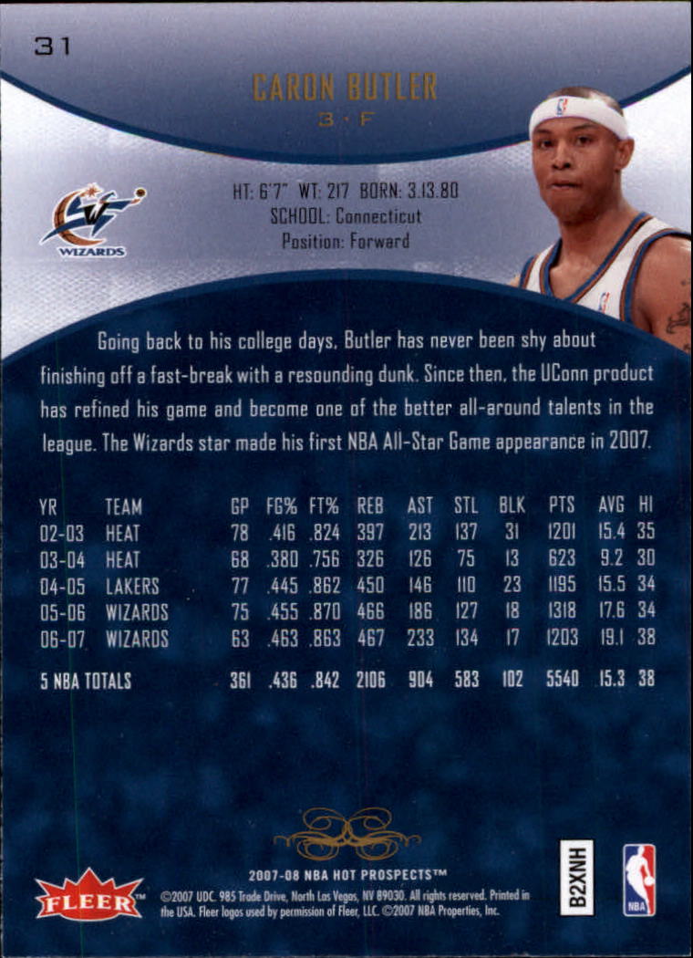 2007/2008 Fleer Hot Prospects Basketball "Main Set" Base Cards - Picture 53 of 112