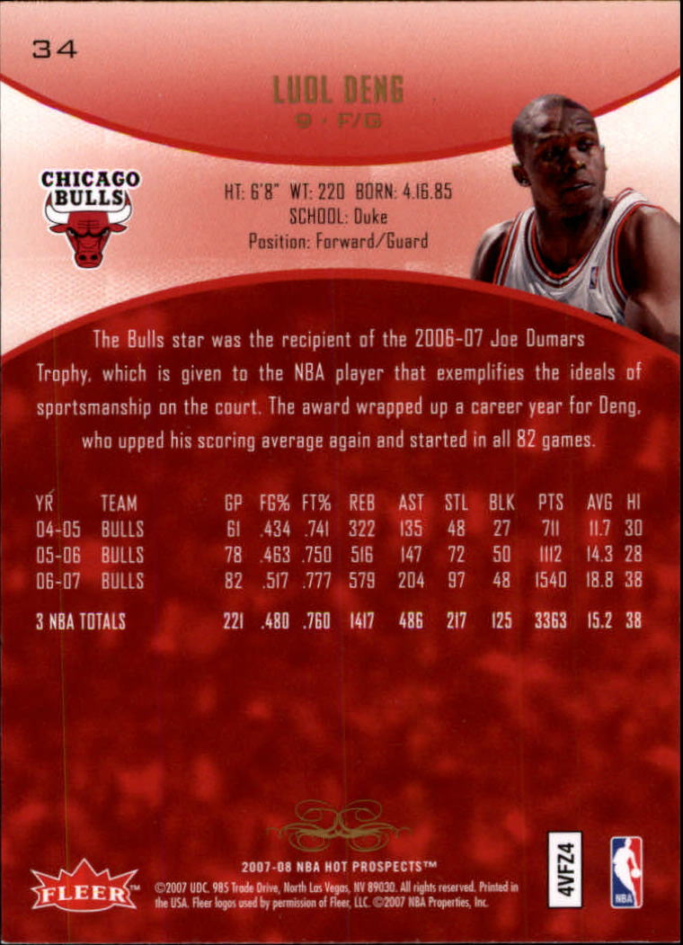 2007/2008 Fleer Hot Prospects Basketball "Main Set" Base Cards - Picture 59 of 112