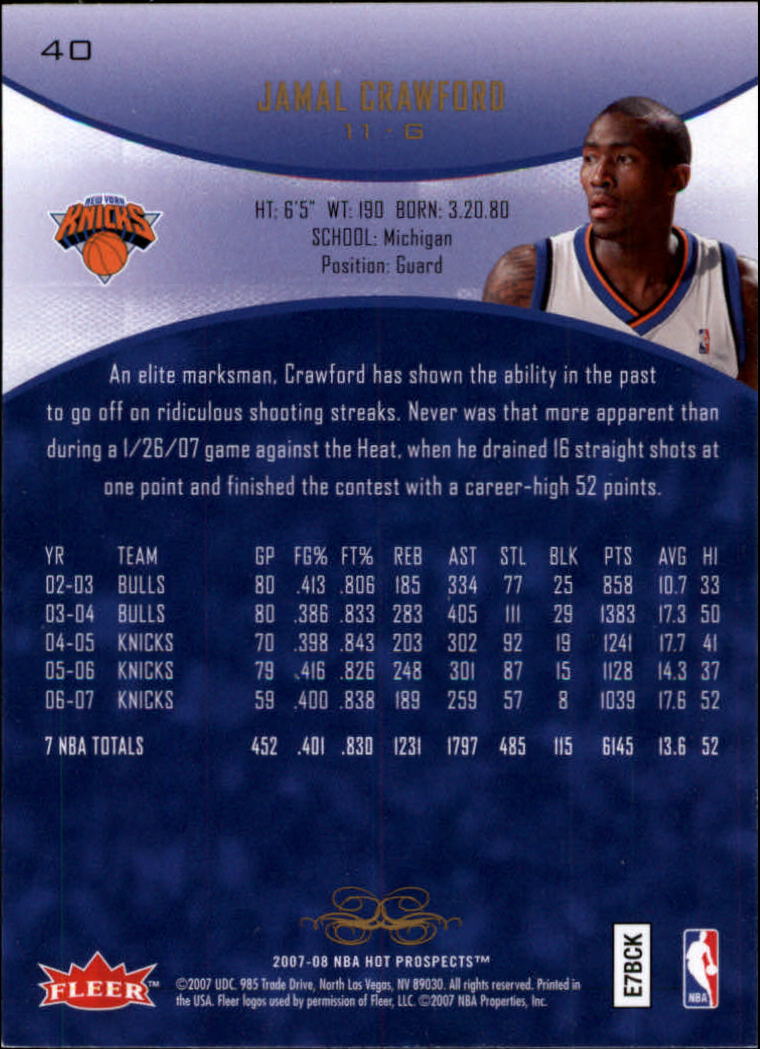 2007/2008 Fleer Hot Prospects Basketball "Main Set" Base Cards - Picture 71 of 112