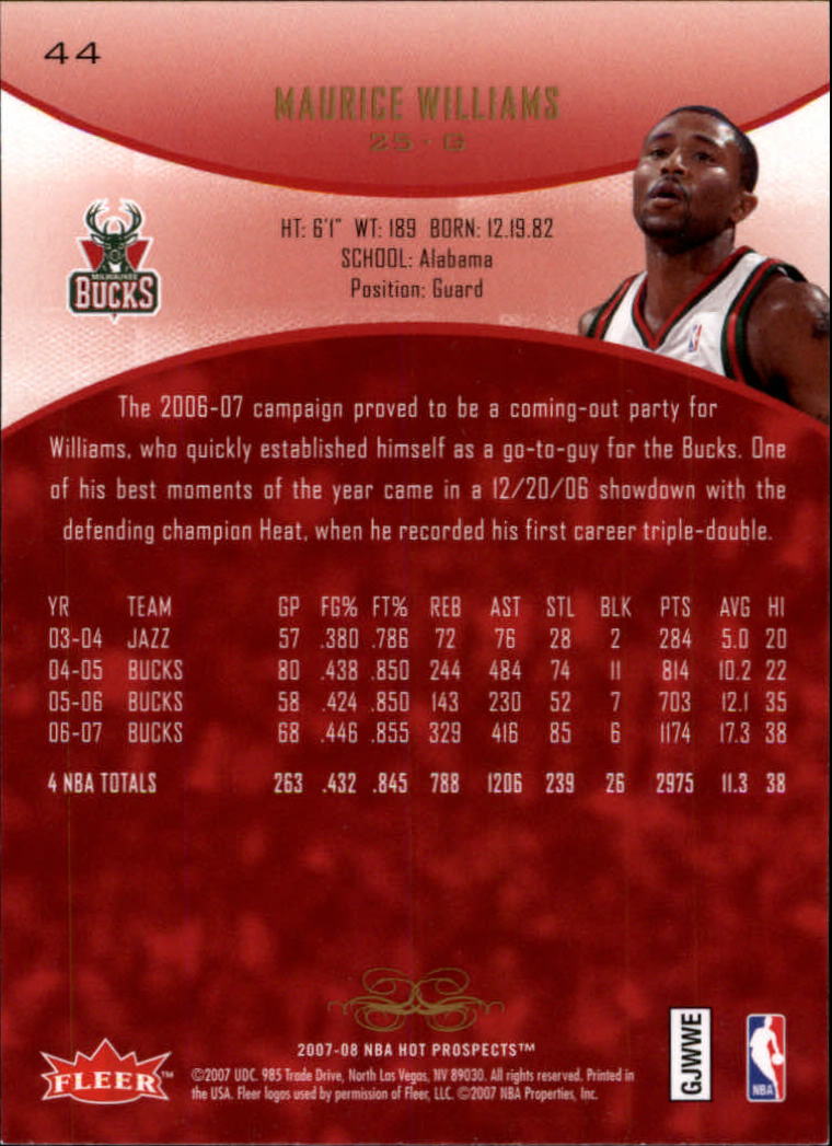 2007/2008 Fleer Hot Prospects Basketball "Main Set" Base Cards - Picture 79 of 112