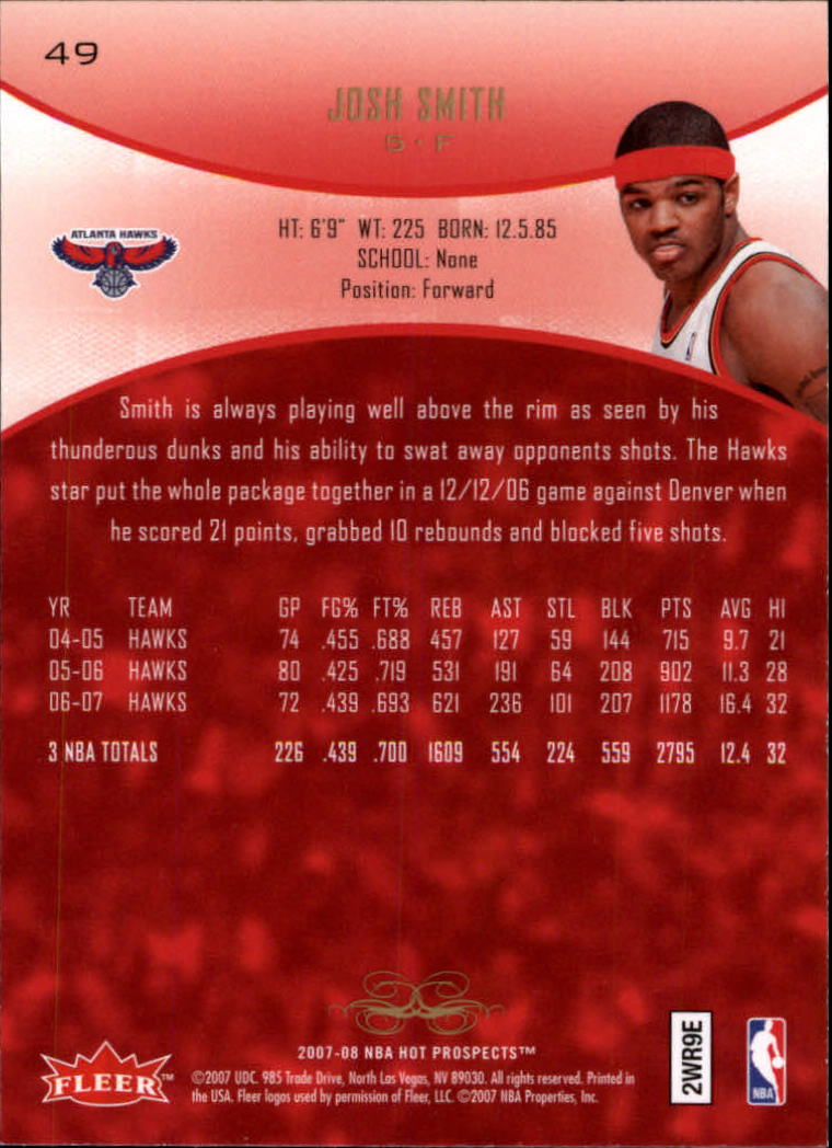 2007/2008 Fleer Hot Prospects Basketball "Main Set" Base Cards - Picture 89 of 112