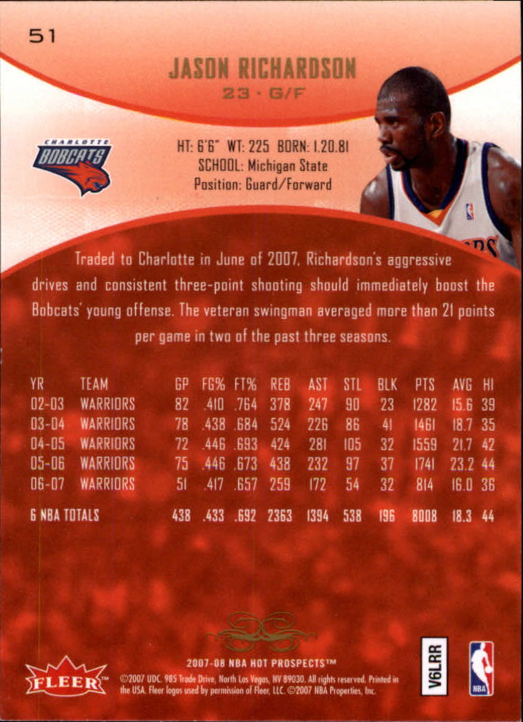 2007/2008 Fleer Hot Prospects Basketball "Main Set" Base Cards - Picture 93 of 112