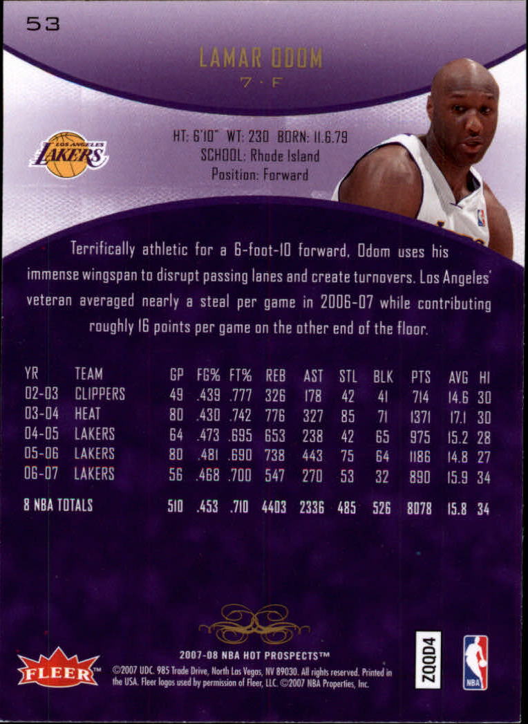 2007/2008 Fleer Hot Prospects Basketball "Main Set" Base Cards - Picture 97 of 112