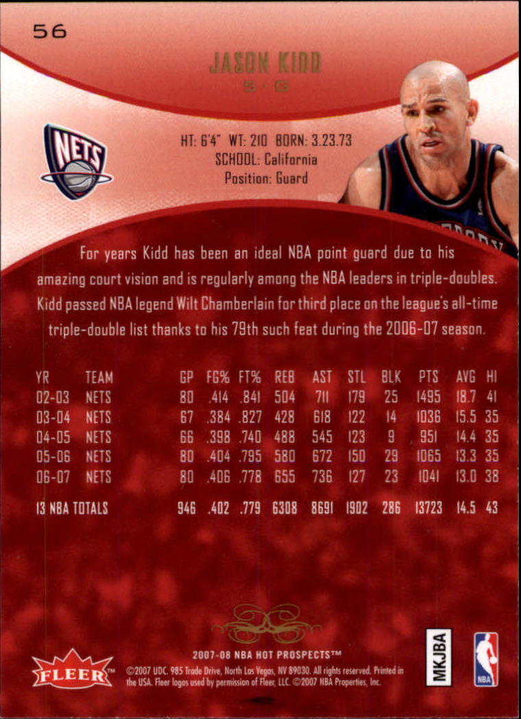 2007/2008 Fleer Hot Prospects Basketball "Main Set" Base Cards - Picture 103 of 112