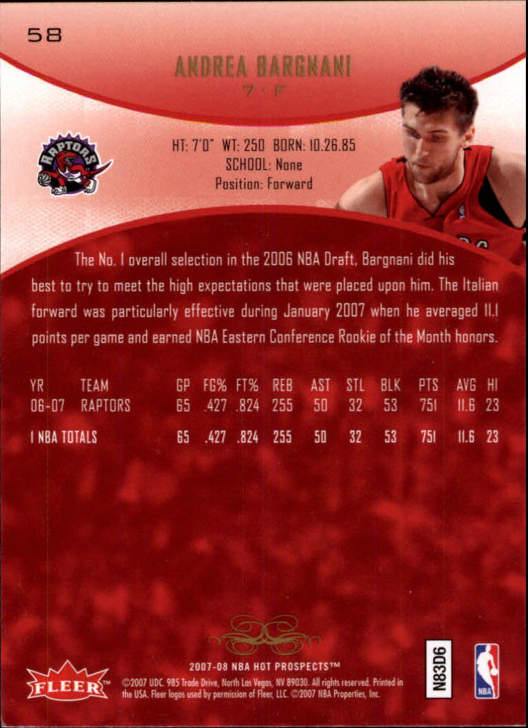 2007/2008 Fleer Hot Prospects Basketball "Main Set" Base Cards - Picture 107 of 112
