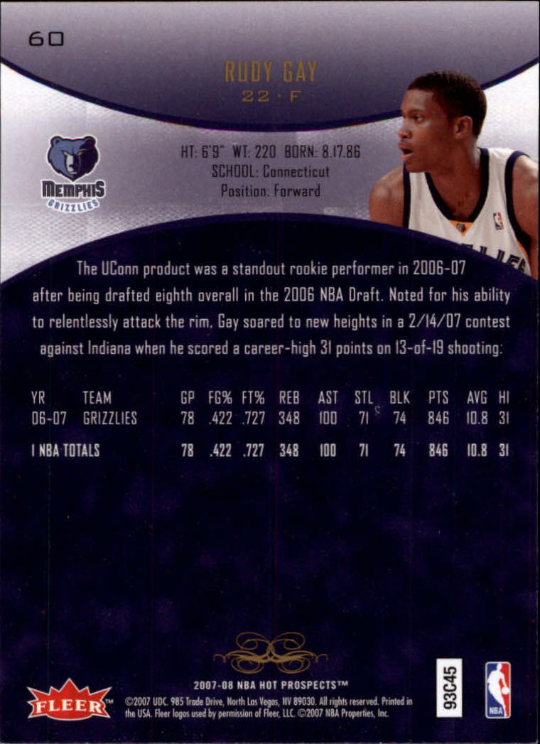 2007/2008 Fleer Hot Prospects Basketball "Main Set" Base Cards - Picture 111 of 112