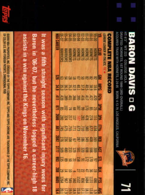 2007-08 Topps Chrome Basketball "Main Set" Cards #1 to #159 Rookies and Veterans - Picture 111 of 267