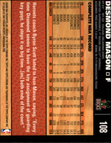 2007-08 Topps Chrome Basketball "Main Set" Cards #1 to #159 Rookies and Veterans - Picture 173 of 267
