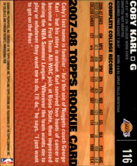 2007-08 Topps Chrome Basketball "Main Set" Cards #1 to #159 Rookies and Veterans - Picture 187 of 267