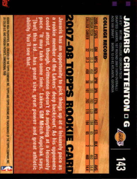 2007-08 Topps Chrome Basketball "Main Set" Cards #1 to #159 Rookies and Veterans - Picture 237 of 267