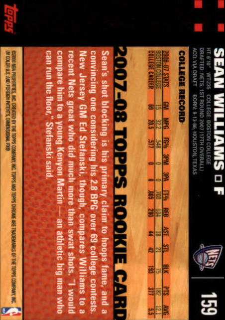 2007-08 Topps Chrome Basketball "Main Set" Cards #1 to #159 Rookies and Veterans - Picture 267 of 267
