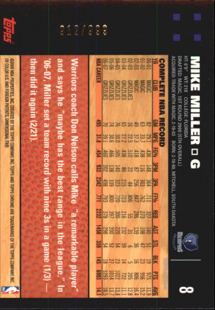 Inserto "Rifrattori" Topps Chrome Basketball 2007-08 e schede parallele - Foto 3 di 169