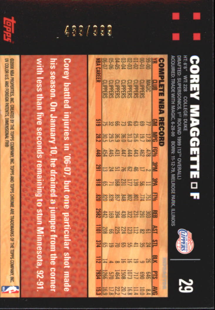 Inserto "Rifrattori" Topps Chrome Basketball 2007-08 e schede parallele - Foto 7 di 169