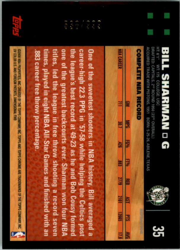 Inserto "Rifrattori" Topps Chrome Basketball 2007-08 e schede parallele - Foto 9 di 169