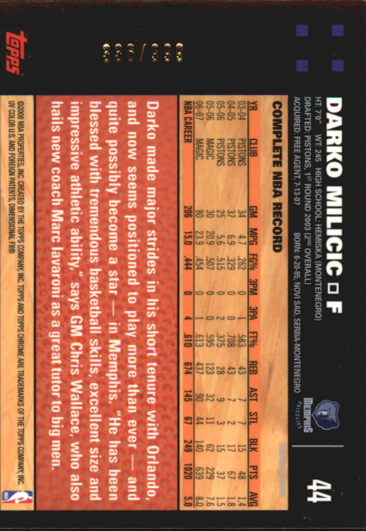 Inserto "Rifrattori" Topps Chrome Basketball 2007-08 e schede parallele - Foto 13 di 169