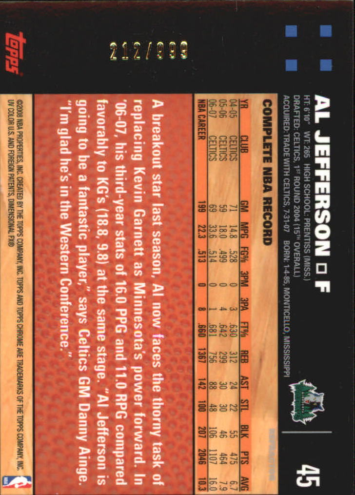 Inserto "Rifrattori" Topps Chrome Basketball 2007-08 e schede parallele - Foto 15 di 169