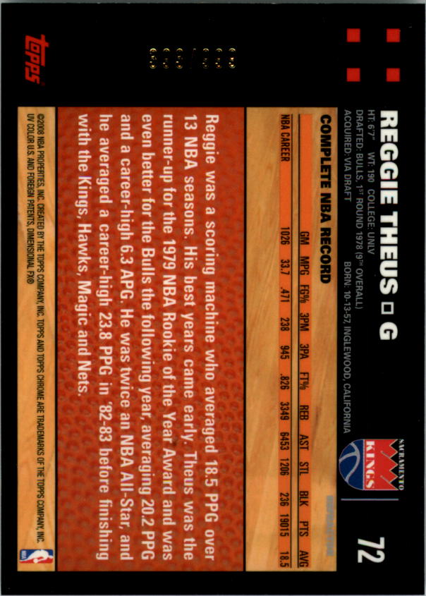 Inserto "Rifrattori" Topps Chrome Basketball 2007-08 e schede parallele - Foto 31 di 169
