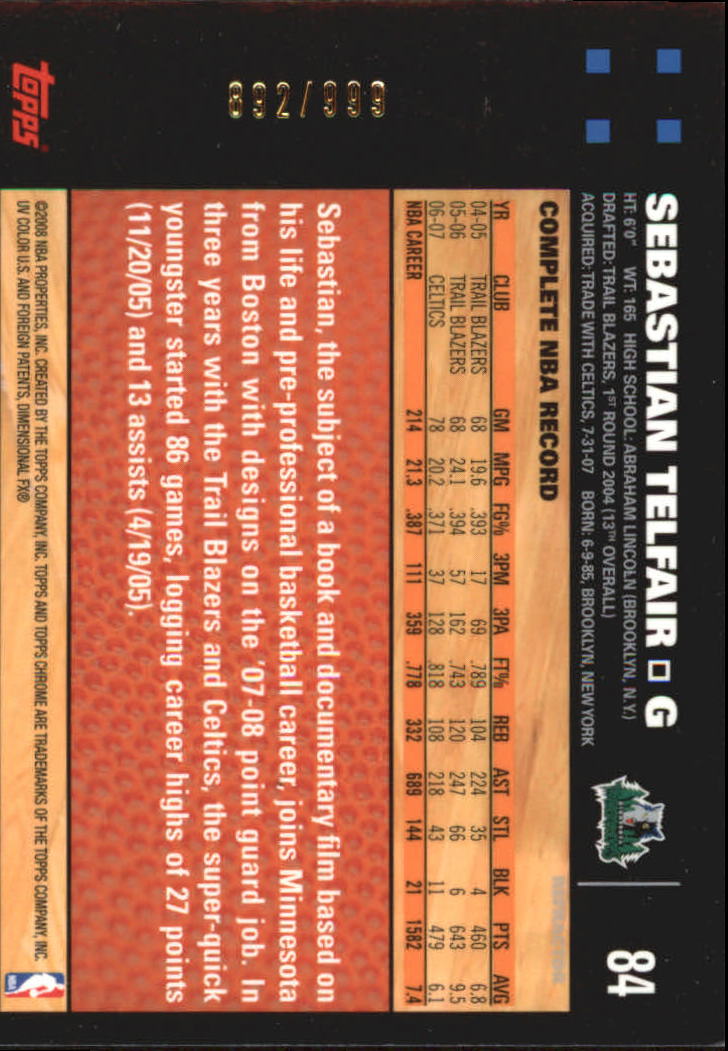 Inserto "Rifrattori" Topps Chrome Basketball 2007-08 e schede parallele - Foto 45 di 169
