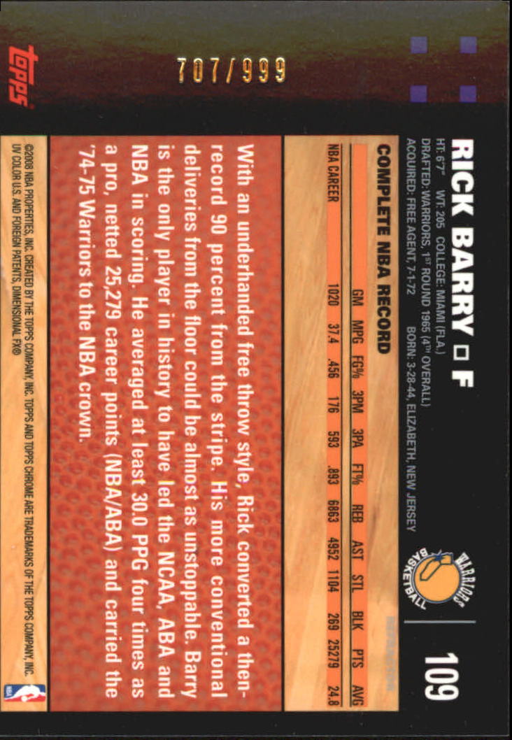 Inserto "Rifrattori" Topps Chrome Basketball 2007-08 e schede parallele - Foto 53 di 169