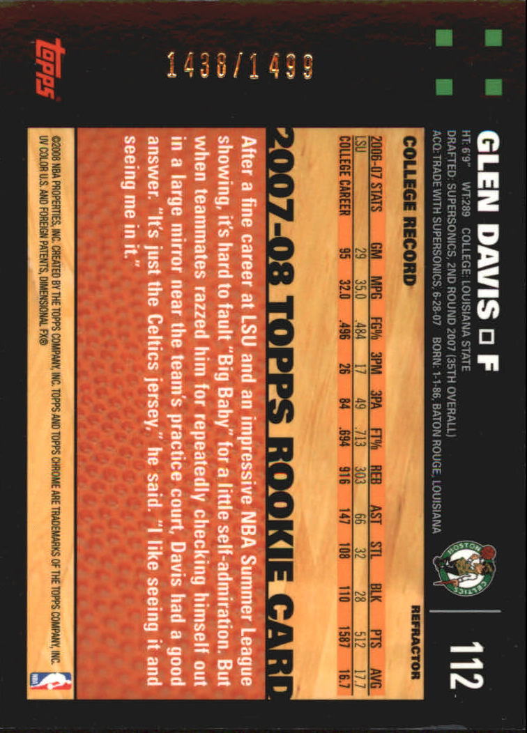 Inserto "Rifrattori" Topps Chrome Basketball 2007-08 e schede parallele - Foto 55 di 169