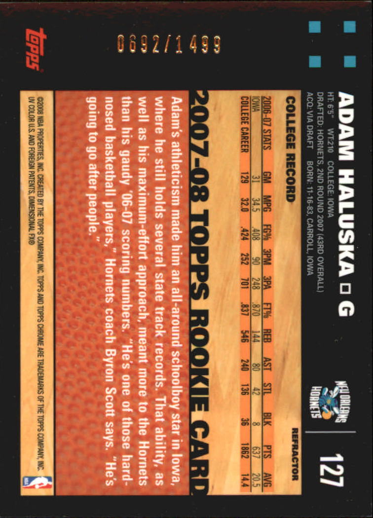 Inserto "Rifrattori" Topps Chrome Basketball 2007-08 e schede parallele - Foto 81 di 169