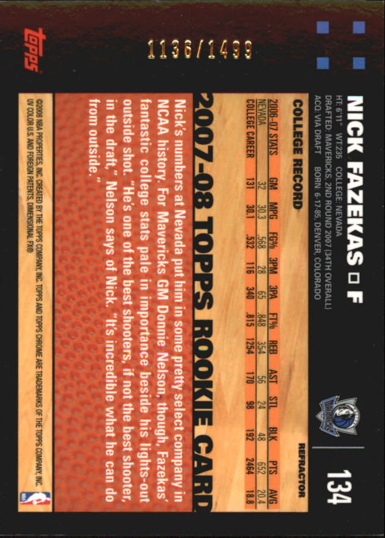 Inserto "Rifrattori" Topps Chrome Basketball 2007-08 e schede parallele - Foto 93 di 169