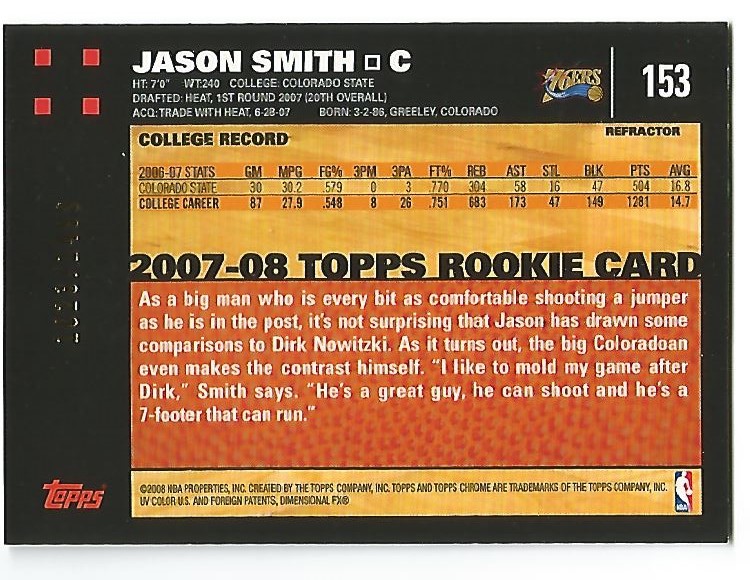 Inserto "Rifrattori" Topps Chrome Basketball 2007-08 e schede parallele - Foto 125 di 169