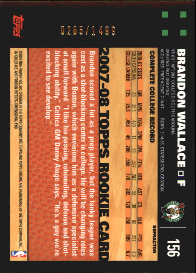 Inserto "Rifrattori" Topps Chrome Basketball 2007-08 e schede parallele - Foto 127 di 169