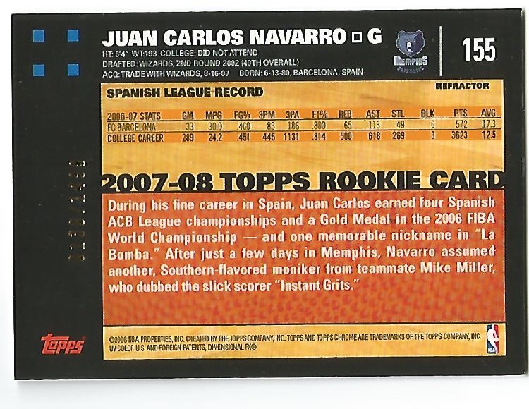 Inserto "Rifrattori" Topps Chrome Basketball 2007-08 e schede parallele - Foto 129 di 169
