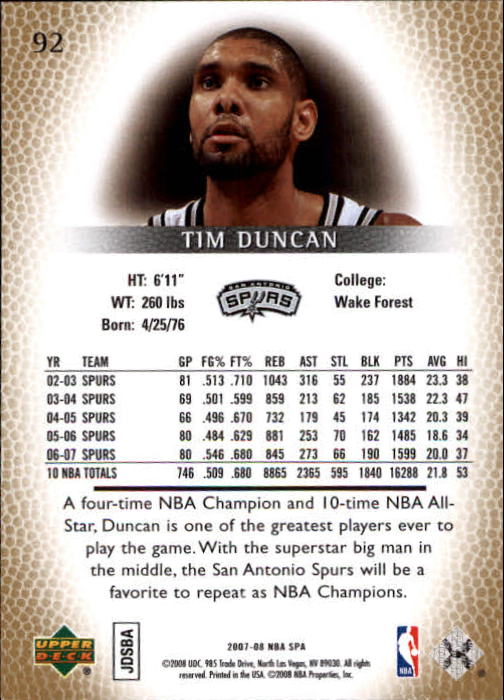 2007/2008 SP Authentic (Upper Deck) Basketball - Picture 185 of 269