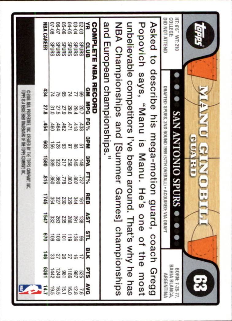 2008-09 Topps Basketball Card Pick - Picture 113 of 391