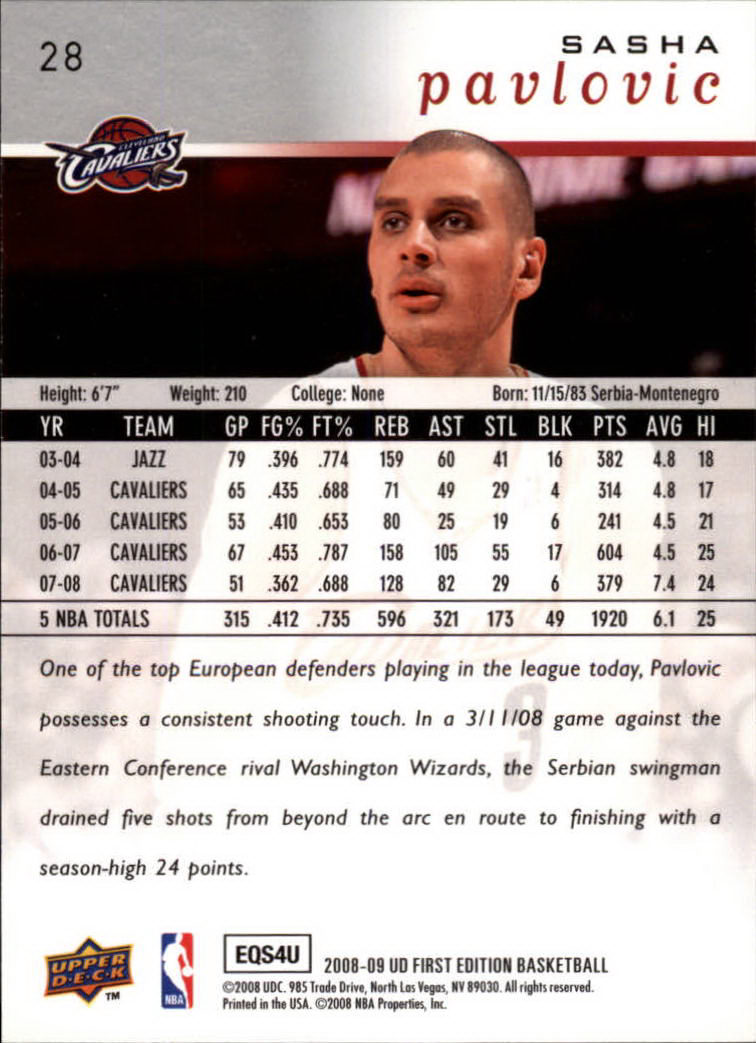 2008-09 Upper Deck First Edition Basketball Card Pick - Picture 47 of 361