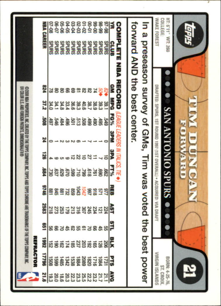 2008/2009 tarjetas paralelas refractoras de baloncesto cromadas parte 2 Topps - Imagen 19 de 255