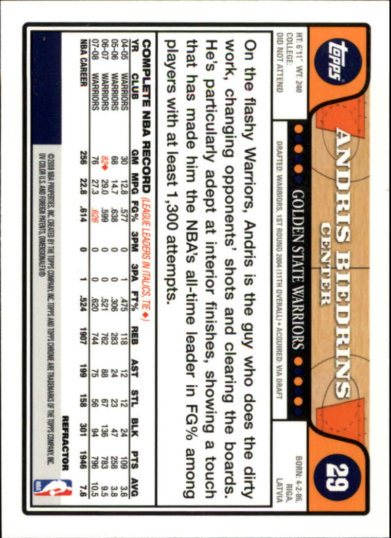 2008/2009 tarjetas paralelas refractoras de baloncesto cromadas parte 2 Topps - Imagen 23 de 255