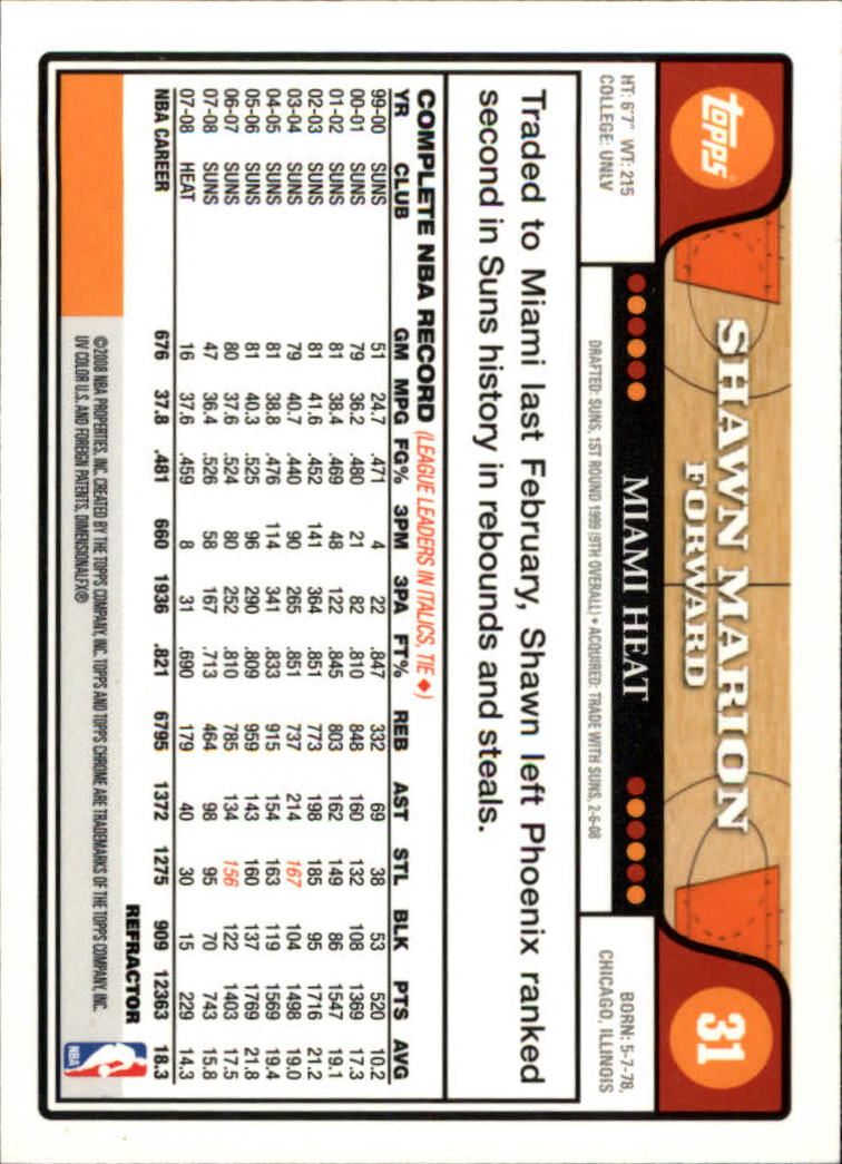 2008/2009 tarjetas paralelas refractoras de baloncesto cromadas parte 2 Topps - Imagen 25 de 255