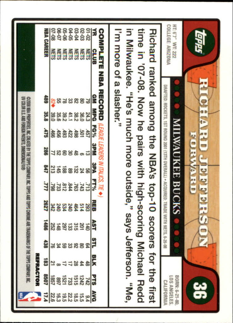 2008/2009 tarjetas paralelas refractoras de baloncesto cromadas parte 2 Topps - Imagen 31 de 255