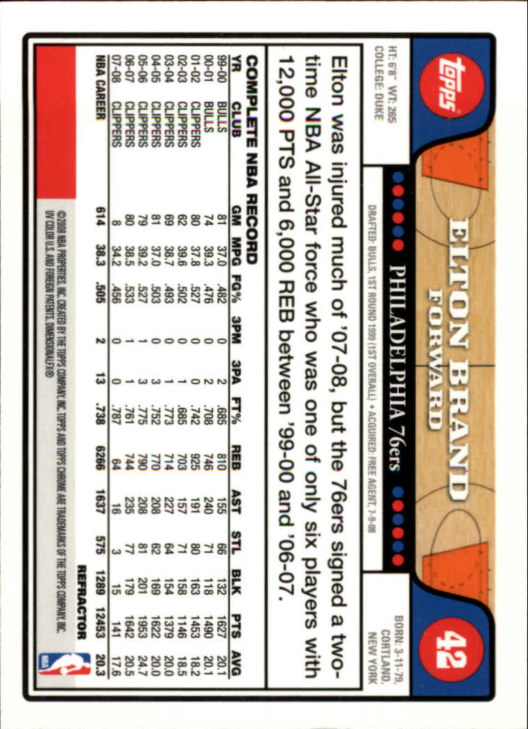 2008/2009 tarjetas paralelas refractoras de baloncesto cromadas parte 2 Topps - Imagen 35 de 255