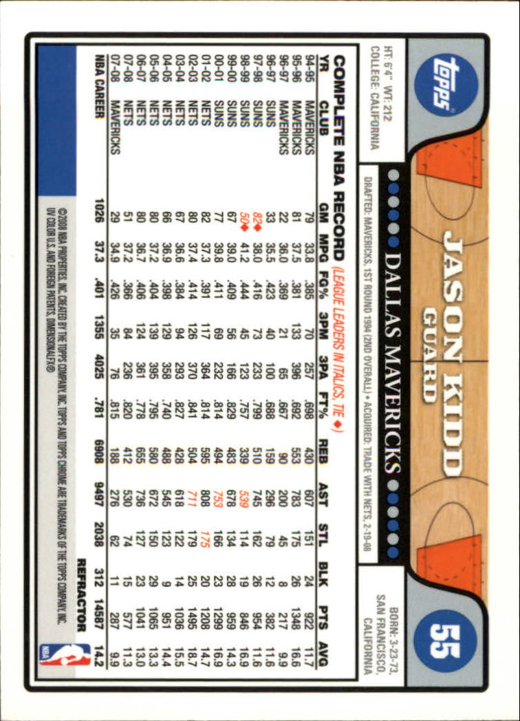 2008/2009 tarjetas paralelas refractoras de baloncesto cromadas parte 2 Topps - Imagen 45 de 255