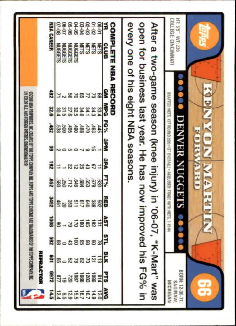 2008/2009 tarjetas paralelas refractoras de baloncesto cromadas parte 2 Topps - Imagen 51 de 255