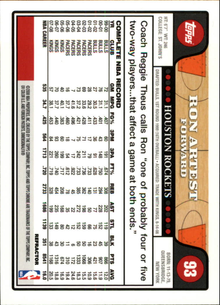 2008/2009 tarjetas paralelas refractoras de baloncesto cromadas parte 2 Topps - Imagen 71 de 255