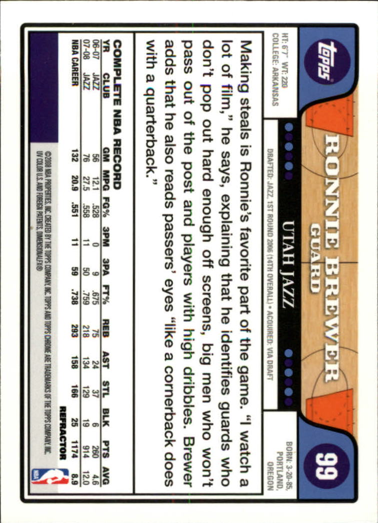 2008/2009 tarjetas paralelas refractoras de baloncesto cromadas parte 2 Topps - Imagen 73 de 255