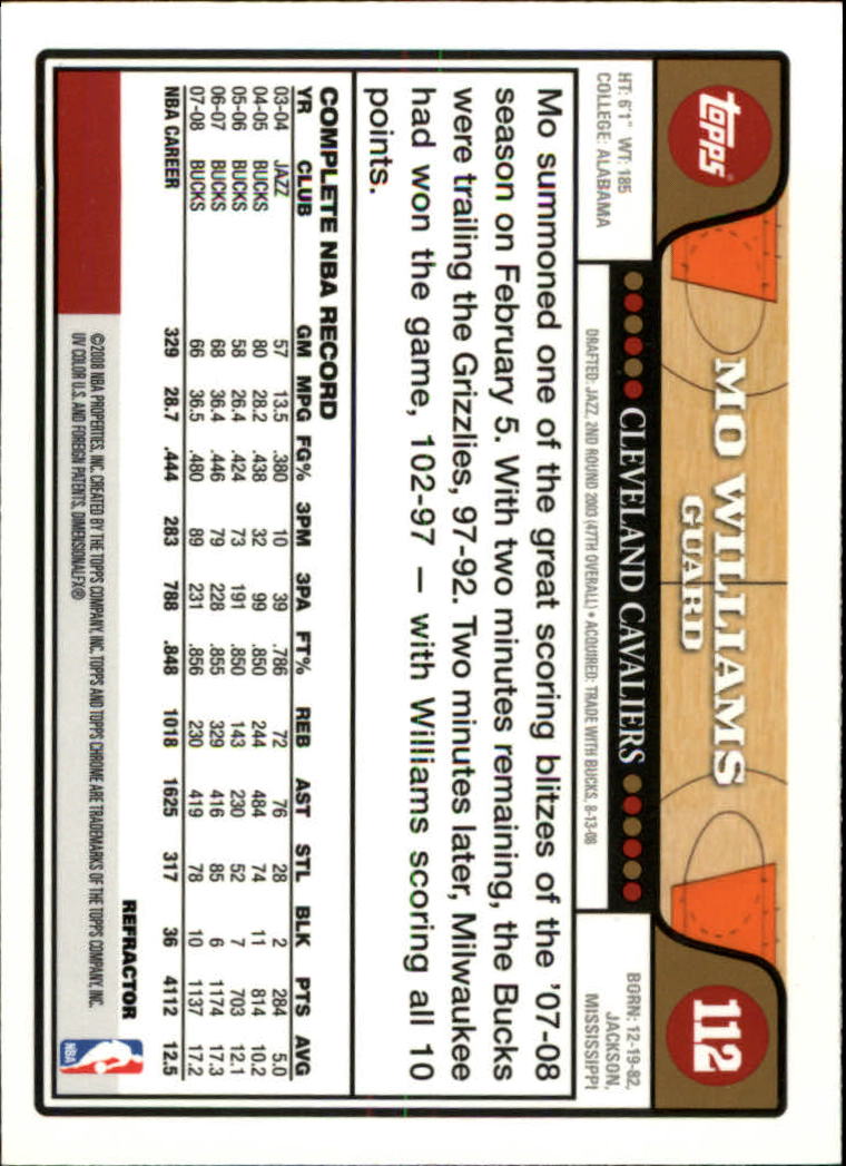 2008/2009 tarjetas paralelas refractoras de baloncesto cromadas parte 2 Topps - Imagen 91 de 255