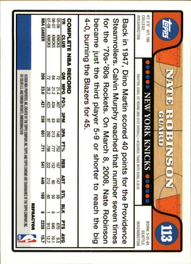 2008/2009 tarjetas paralelas refractoras de baloncesto cromadas parte 2 Topps - Imagen 93 de 255