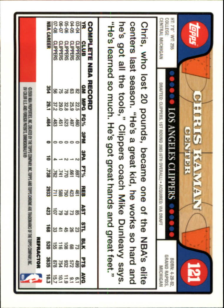 2008/2009 tarjetas paralelas refractoras de baloncesto cromadas parte 2 Topps - Imagen 95 de 255