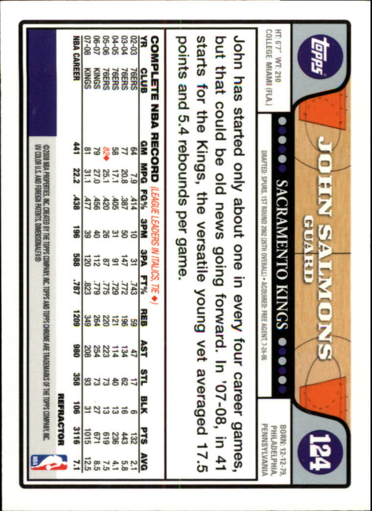 2008/2009 tarjetas paralelas refractoras de baloncesto cromadas parte 2 Topps - Imagen 97 de 255